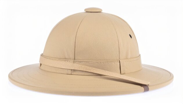 Fototapeta Classic safari helmet isolated on white background, evokes adventure and travel