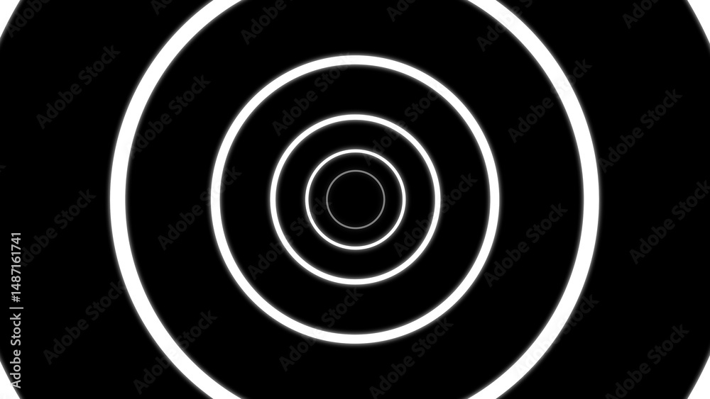 Poster abstract black and white concentric circle tunnel design representing depth and illusion suitable fo