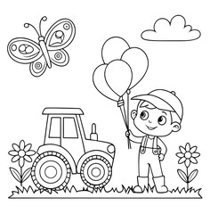 Naklejka premium little boy with a balloon