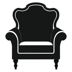Armchair black silhouette icon on white background	 
