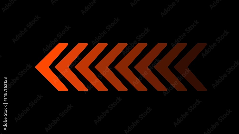 Poster abstract chevron arrows arranged horizontally in a gradient color scheme against a black background 