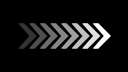 Gradient arrow sequence pointing right on a black background for concepts of progression direction or movement in digital design.