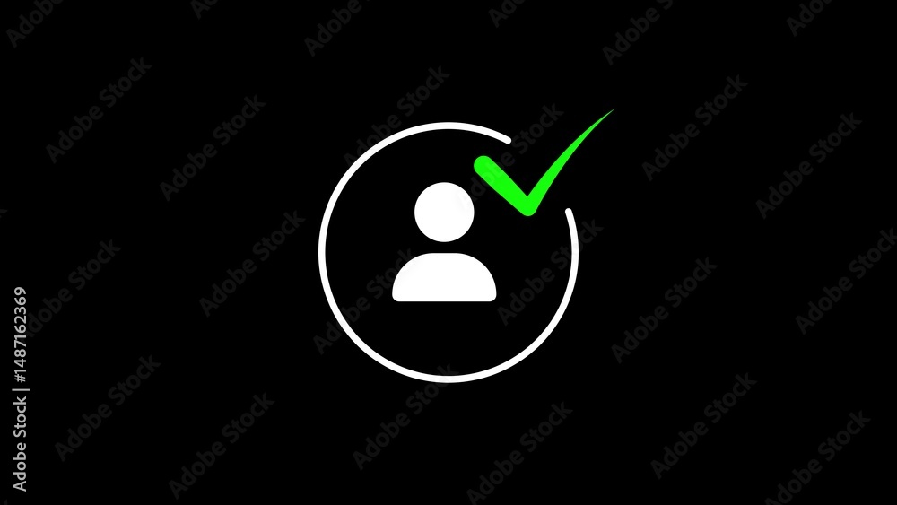 Poster approved user profile icon design with a check mark representing verification access or a successful