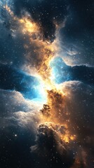 Obraz premium Cosmic explosion of color outer space digital art nebulae vertical view astrophysics concept