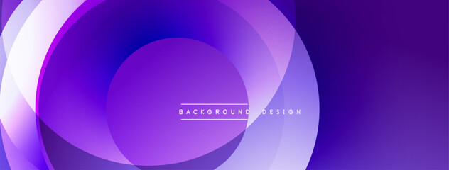 Fototapeta premium Abstract purple layers create dynamic circular design. Modern gradients offer smooth visual experience. Minimal text present.