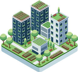 Isometric Urban Gardening with Rooftop and Balcony Garden