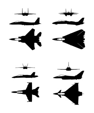 military aircraft silhouettes different view