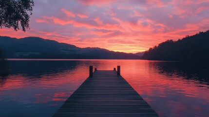 Fototapeta premium Serene Lakeside Sunset