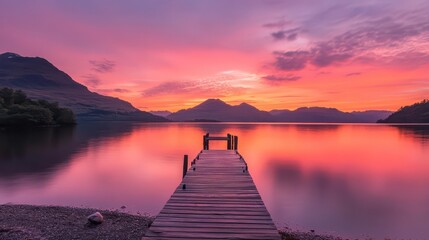 Fototapeta premium Tranquil Lakeside Sunset