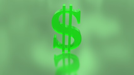 Big Green Translucent 3D Dollar Sign Money USD Symbol Rotates Slowly - Abstract Background Texture