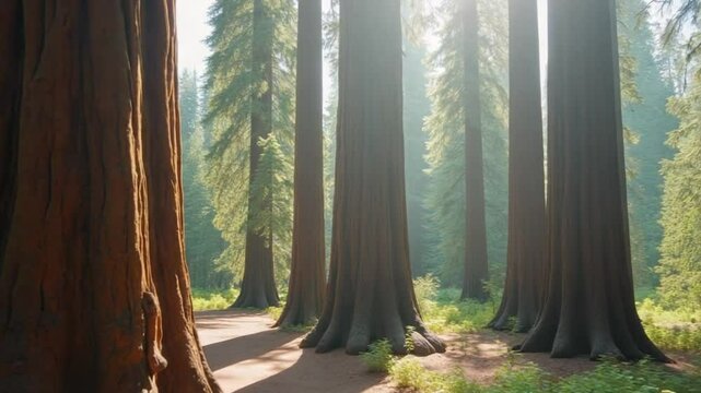 Sequoia redwood trees in the sequoia national park forest