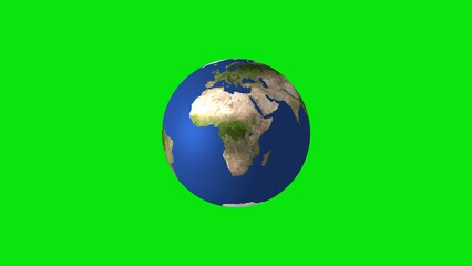 3d rendered globe earth rotating on a green screen background suitable for use in presentations and educational designs