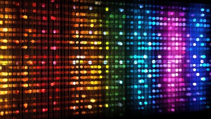 LED wall panel with flickering lights and a vibrant gradient, adding dynamic movement and color.