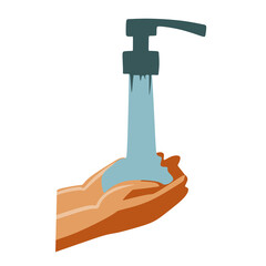 wash hands under tap water. isolated on white