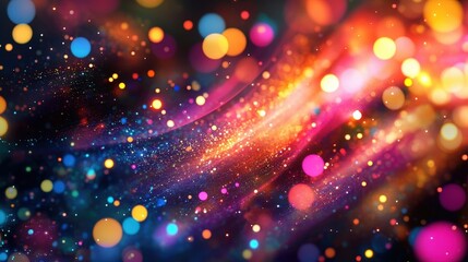 Fototapeta premium Colorful abstract background with bright lights and blurred dots creating a magical atmosphere for designs or wallpapers.