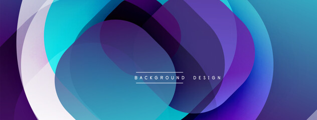 Abstract fluid shapes overlap, creating vibrant blue, purple gradients. Modern design element for backgrounds, presentations. Minimalist aesthetic.