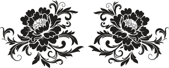 Vintage Floral Stencil Art for Print and Craft