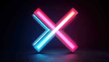 Obraz premium Smart LED panel with neon pink and blue intersecting lights, forming a vibrant display.