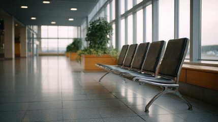 Empty Airport Waiting Area with Modern Design