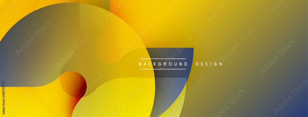 Poster abstract geometric shapes, vibrant yellow, blue gradients. modern design element for backgrounds, pr