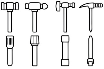 Electric hammers precise drilling Line art