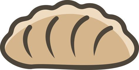 Single Beige Dumpling with Dark Brown Outline