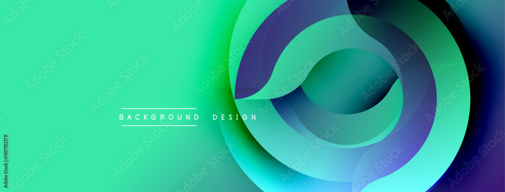 Poster abstract gradients form layered circles. teal, purple, turquoise hues blend smoothly. modern design 