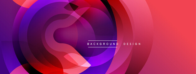 Abstract vibrant layers create dynamic circular composition. Gradient colors blend, forming modern design element. Smooth transitions, visual appeal.