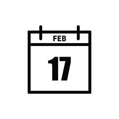 calender icon, 17 february icon with white background