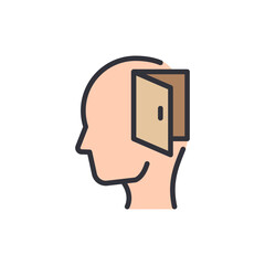 Head With Open Door Symbolizing New Ideas And Possibilities Of Mind