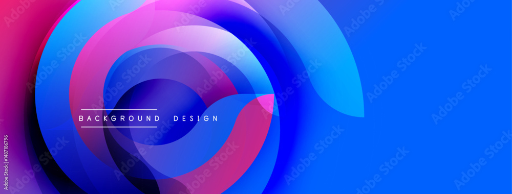 Leinwandbilder Abstract dynamic composition. Vivid gradients, circular shapes create modern visual flow. Blue, pink hues dominate design.