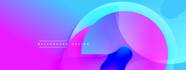 Abstract fluid shapes, vibrant purpleblue gradient. Modern design elements create dynamic visual impact. Background suggests technology, innovation.