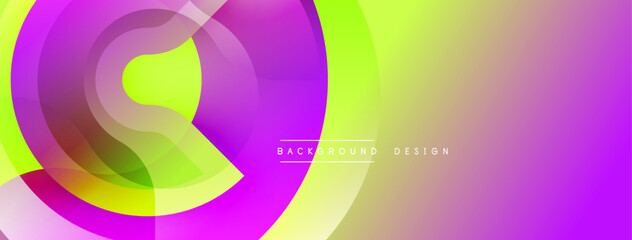 Abstract colorful background. Concentric circles create dynamic visual effect. Bright pinks, yellows, greens dominate composition. Modern design element.