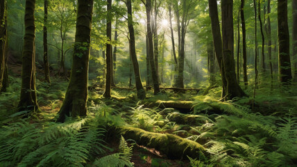 Collage of beautiful landscape with mountains  forest and river in summer