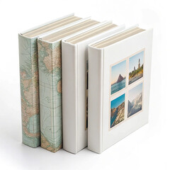 Hardcover travel books with maps and photos