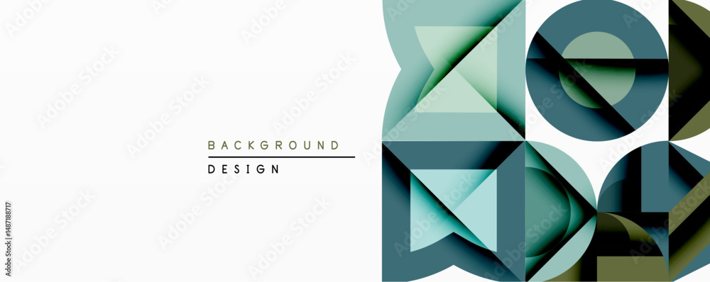 Aufkleber abstract geometric design features layered shapes, muted teal, olive tones. minimalist composition w