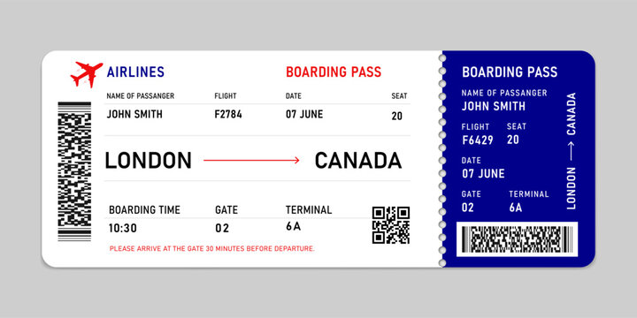 Vector illustration of Airline flight pass concept. Boarding pass invitation ticket symbol. Vector illustration