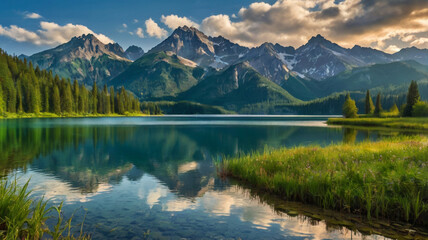 Obraz premium mountain lake in the morning