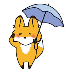 傘をさしているキツネ