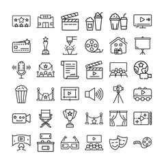 Fototapeta premium Movie and Entertainment Line Icons