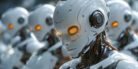 Fototapeta premium Futuristic mechanical units in a close-up view.