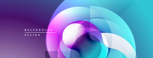 Abstract fluid shapes, vibrant colors blend. Modern design, smooth gradients create dynamic visual effect. Purple, blue, pink hues dominate.