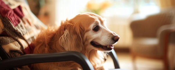 A therapy dog providing comfort and joy to residents at a local care home, enhancing their well-being and emotional connection.