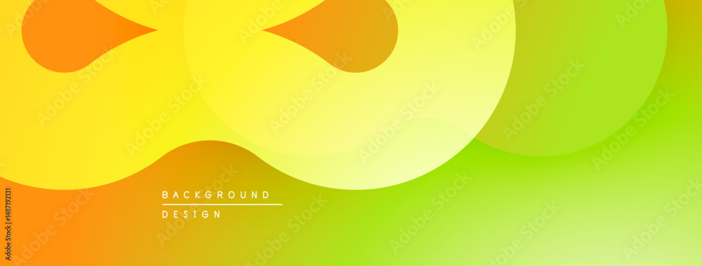 Aufkleber Abstract background features overlapping rounded shapes. Colors transition from orange, yellow, to green. Smooth gradients create modern design.