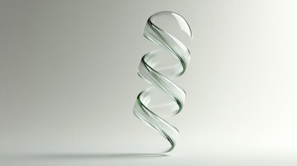 Abstract Glass Spiral Sculpture on White Background