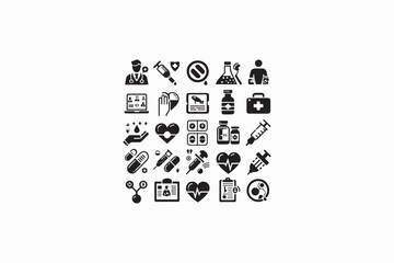 A medicine related icons vector silhouette image adobe illustrator. eps