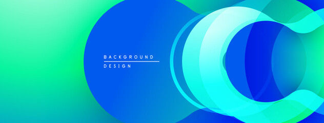 Fototapeta premium Abstract flowing shapes, vibrant blues, greens create dynamic background. Modern design, smooth gradients suggest movement, depth.