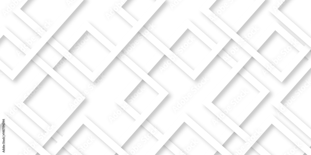 Fototapete Vector white and gray overlap triangle geometric technology pattern. minimal rectangle arranged white lines transparent web square background layers. overlap web presentation banner tech design.