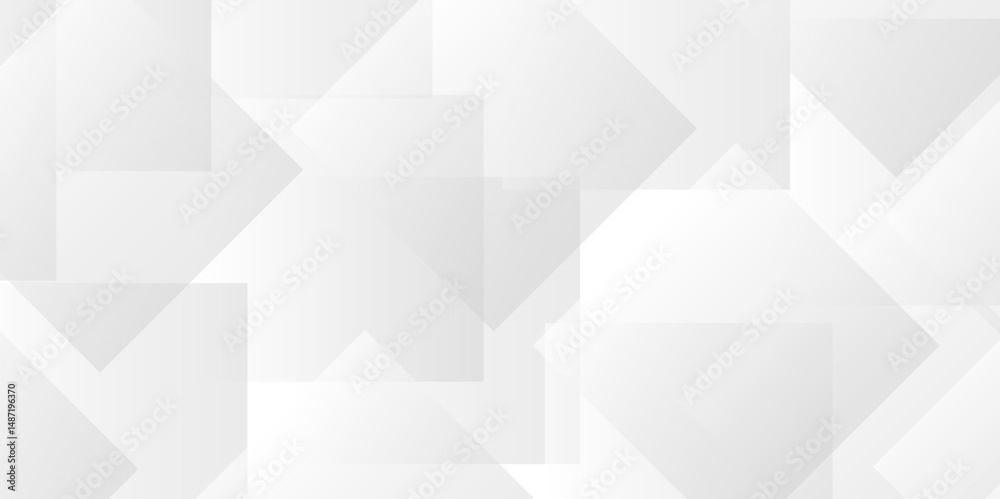 Fototapete Vector white and gray overlap triangle geometric technology pattern. minimal rectangle arranged white lines transparent web square background layers. overlap web presentation banner tech design.