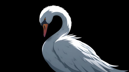 Extreme Macro Close-Up of White Swan with Curved Neck on White — Precision Detail and Architectural Elegance, Generative AI